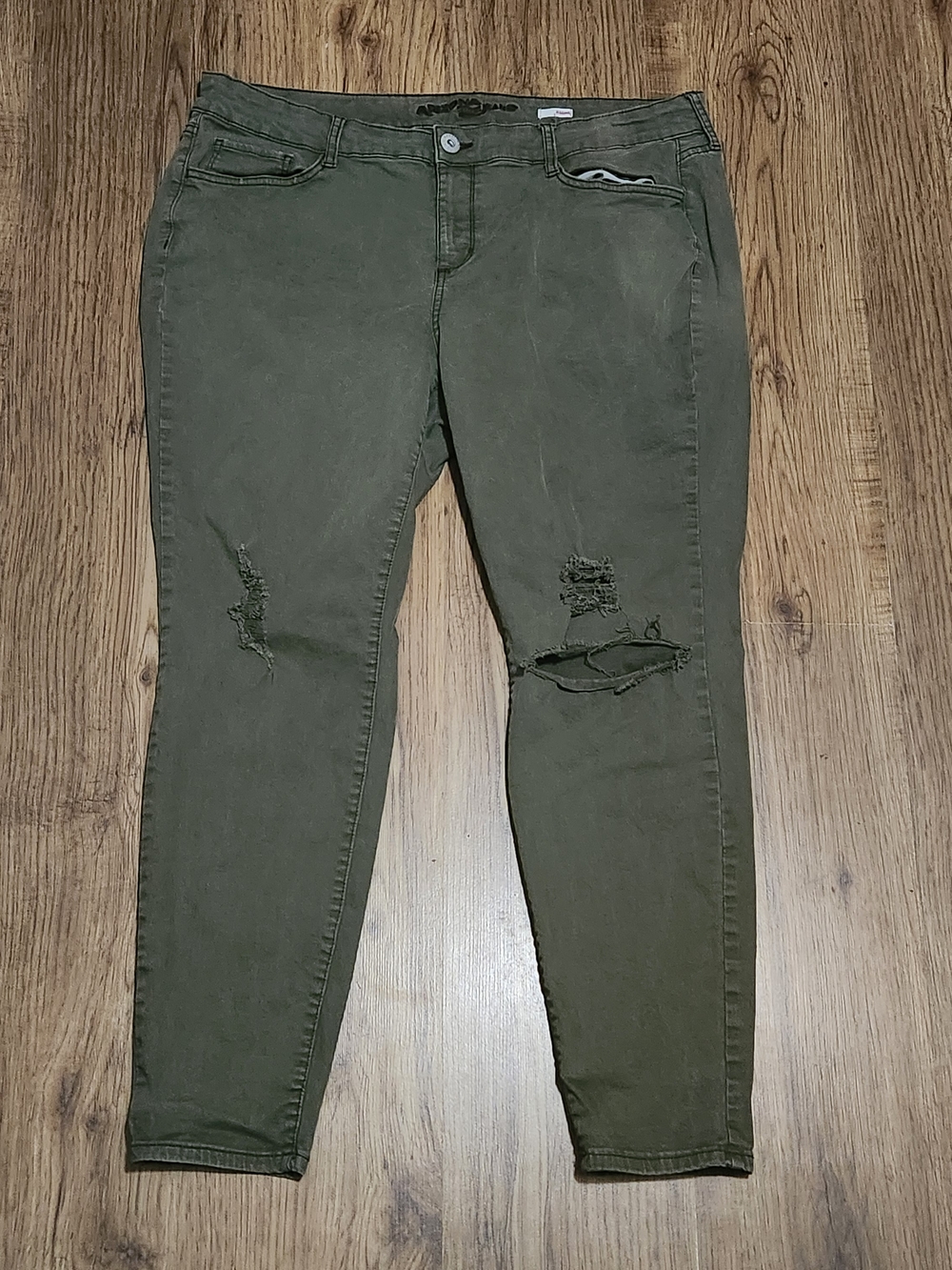 Arizona Jean Company Olive Distressed Stretch Jeggings